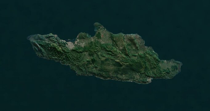 Jamaica north to south map with 3d relief 4K satellite ground top height