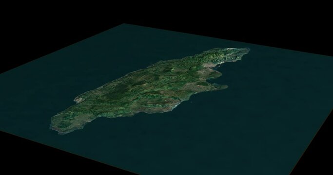 Jamaica map rotate 360 loop ccw with 3d relief 4K satellite ground height