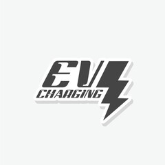 Electric charging car logo. EV icon sticker isolated on white background