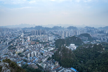 Liuzhou  city skyline buildings in Guangxi China 