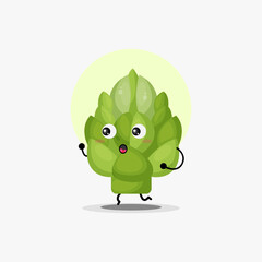 cute artichoke vegetable character exercising jogging