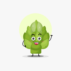cute artichoke vegetable character waving
