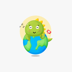 Cute crocodile sleeping on the earth