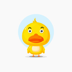 Cute duck character illustration icon