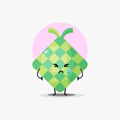 Cute ketupat food character is crying