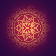 Ethnic colorful round ornamental henna golden mandala background