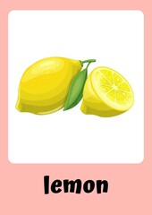 Pink - themed Colorful and Illustrative Fruits  Flashcards - 16