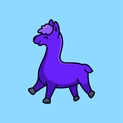 Llama mascot cartoon logo design, flat design style