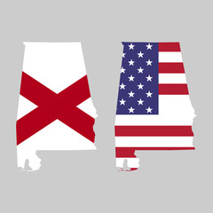 Naklejka premium Set of Alabama shape, united states of america. Flat concept icon symbol vector illustration
