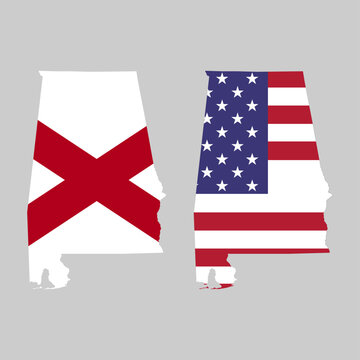 Set of Alabama shape, united states of america. Flat concept icon symbol vector illustration