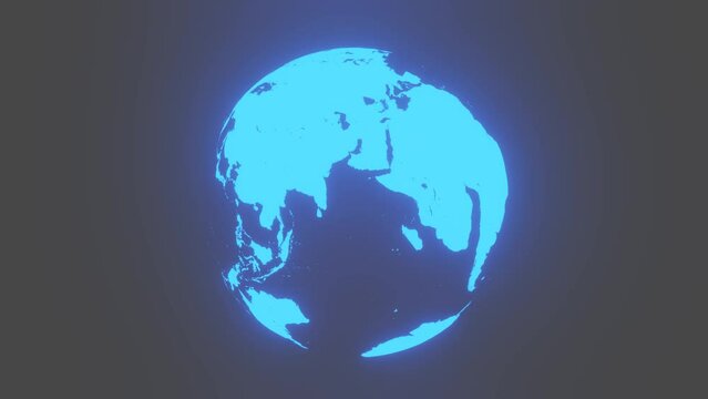 itle	
3d rendered animation of Planet Earth. hologram and glow effect. world map with globe	

