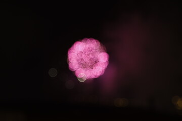 Fireworks at night with bokeh effect
