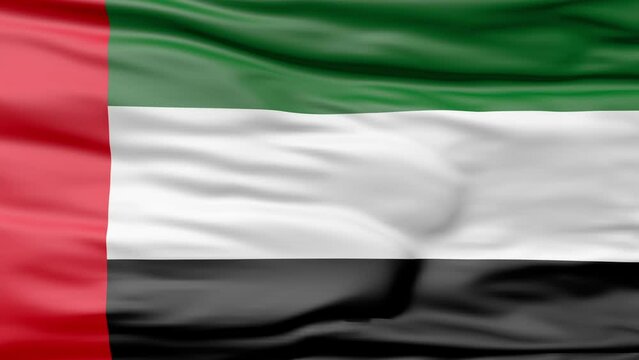 United Arab emirates flag waving in the wind. National flag of UAE