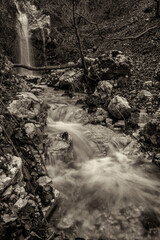 detail of waterfall on mountain canyon