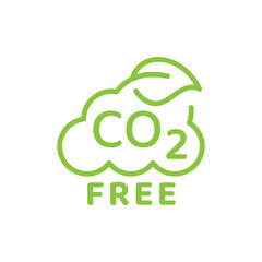 CO2 neutral and zero emissions cloud vector icon. Carbon dioxide free outline symbol.