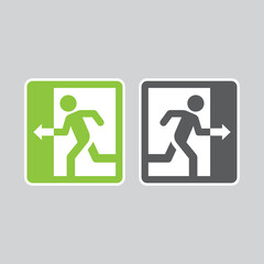 Exit door with man running vector sign. Doorway symbol sticker.
