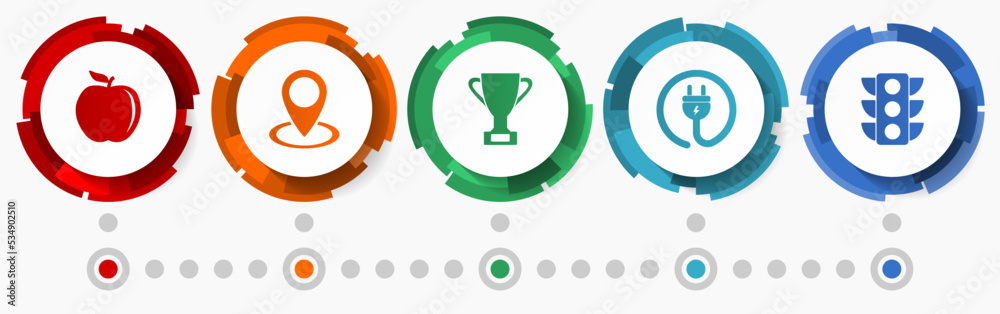 Poster vector icon set, flat designweb buttons, infographic template