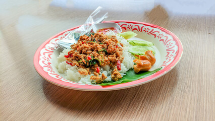 Stir fried Thai basil with minced pork