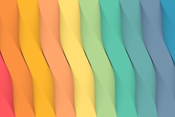 Colorful twisted lines abstract background 3D render illustration