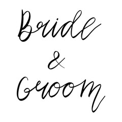 The inscription is handwritten by the bride and groom. Vector illustration
