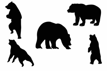 illustration with bear silhouettes isolated on white background