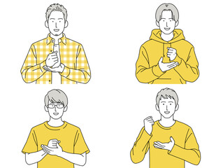 人物イラスト 男性 セット 正面 なるほど 了解
