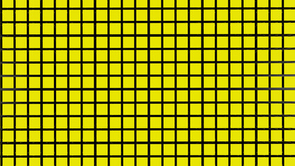 Zahlreiche gelbe kleine Würfel nebeneinander auf einer ebenen Fläche bilden eine Einheit mit einem regelmäßigen Muster als Zeichen fpr Zusammengehörigkeit - obrazy, fototapety, plakaty