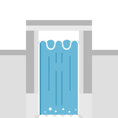isolated flat icon of hydro power with dam which describe sustainable energy and friendly eco environment concept, that is useful for elements in electrical supply, renewable energy, technology