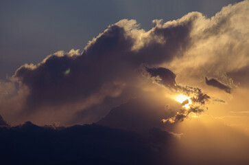 sunset with cloudy