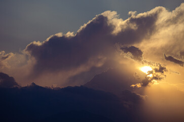 sunset with cloudy