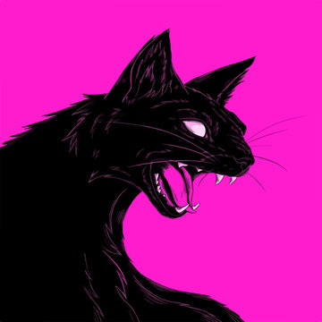 scared black cat