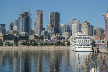 Viking cruiseship or cruise ship liner Star in port of Montreal, Canada on sunny day on St....