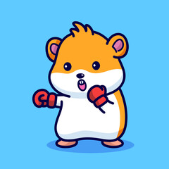 Cute hamster boxing cartoon illustration