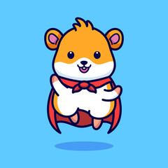 Cute hamster superhero illustration