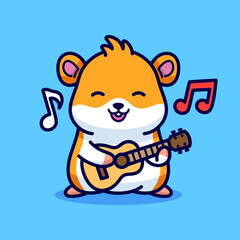 Cute hamster playing ukulele illustration