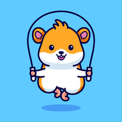 Cute hamster rope jumping illustration