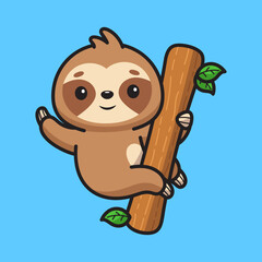 Cute sloth waving hand illustration