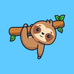 Cute sloth hanging illustration