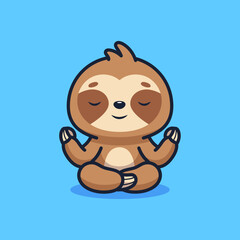 Cute sloth meditating illustration