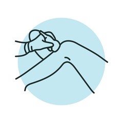 Knee joint ultrasound color line illustration