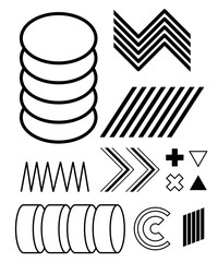 geometric outline line black element shape collection pack