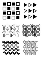 Black line outline set of geometric shapes pattern element