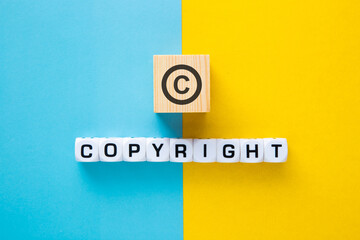 Intellectual Property Right Concept. Copyright text on block.