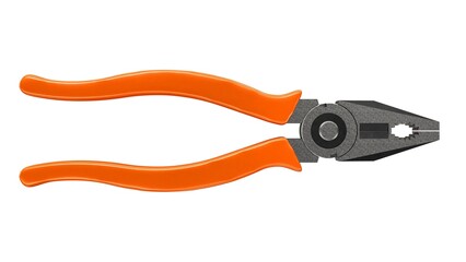 Pliers with orange plastic handles on a white background. 3d rendering.