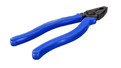 Fototapeta premium Pliers with blue plastic handles on a white background. 3d rendering.
