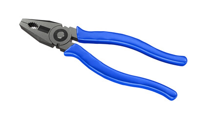 Fototapeta premium Pliers with blue plastic handles on a white background. 3d rendering.