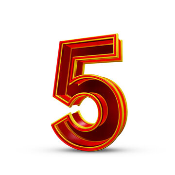 3d Gold Number 5