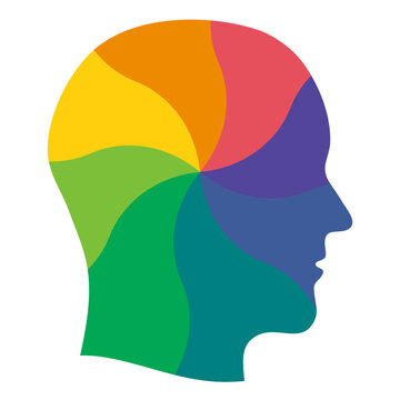 Human head silhouette with a color twirl. Abstract vector illustration of the human mind. Emotional states and self-regulation.