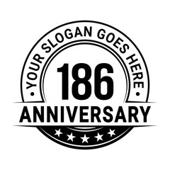 186 years anniversary logo design template. Vector illustration