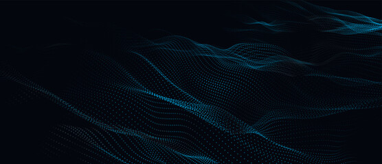 Abstract digital wave of particles. Futuristic point wave. Technology background vector. 3D rendering.